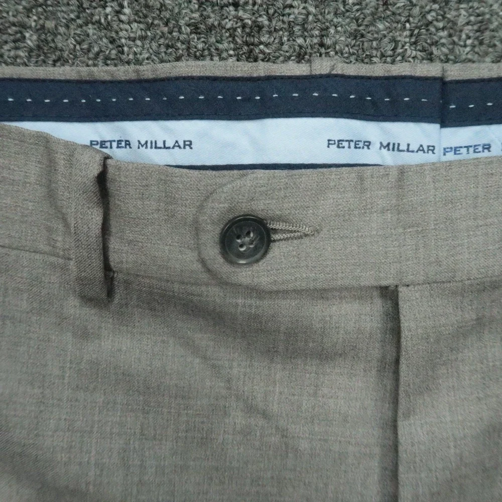 Peter‎ Millar Pants Men 42x31 Gray Wool Chino Trousers Flat Front Straight